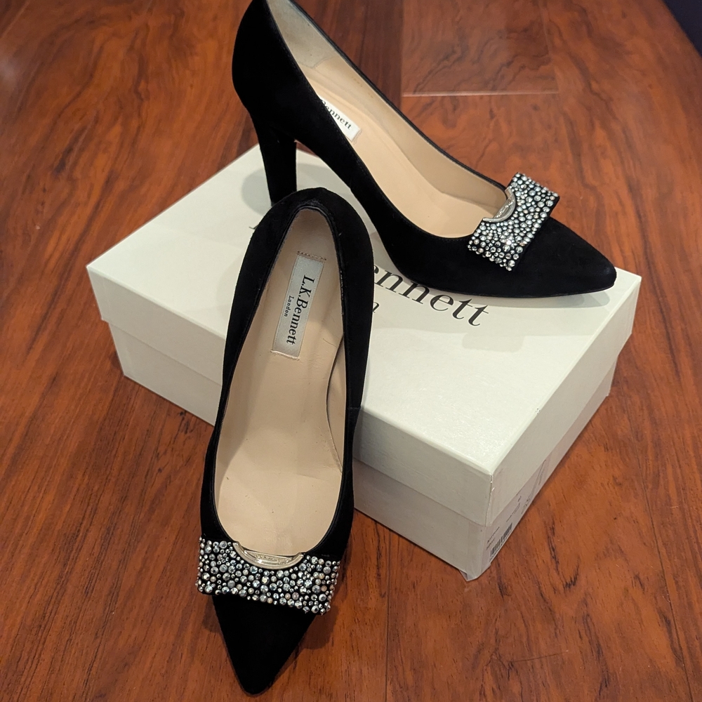 LK Bennett Black Heels with Embellished Bow